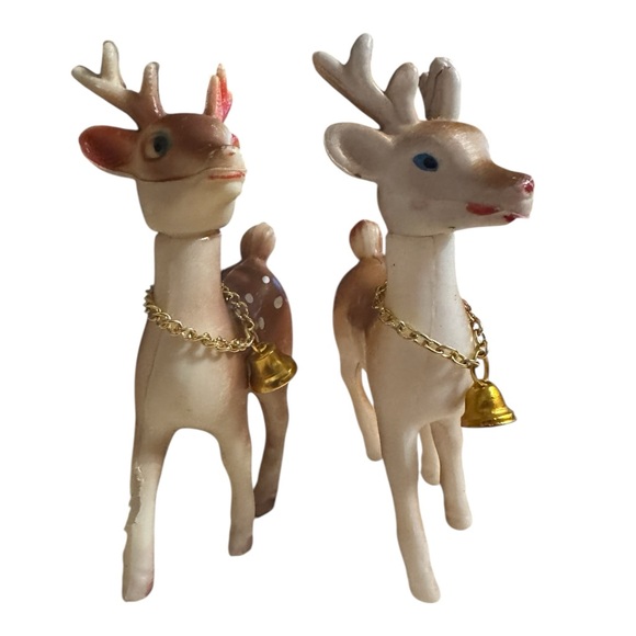 Vintage Christmas Figurine Japan Reindeer 
Blue Eyes, Soft Plastic, Swivel Head - Picture 3 of 11